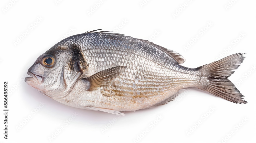 A bream with subtle watercolor shades isolate on white background A bream with subtle watercolor shades isolate on white background