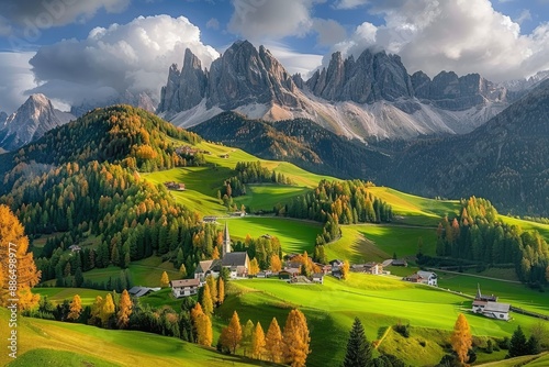 Picturesque Alpine Village Nestled in the Valley