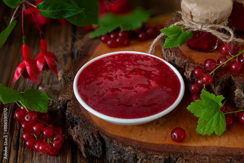 Tableau sur toile Traditional homemade Cumberland sauce made from fresh red currants