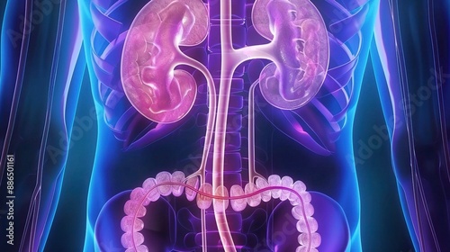 Illustration of a kidney with renal failure, highlighting the importance of medical treatment and organ health awareness photo