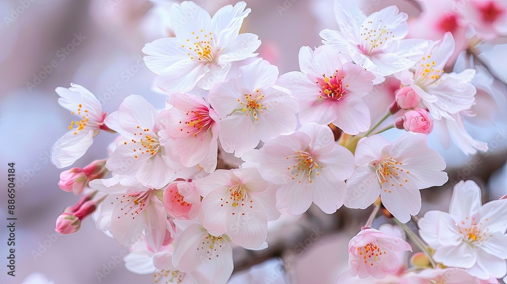 A close-up of a delicate cherry blossom tree in full bloom, capturing the essence of spring in Japan. A close-up of a delicate cherry blossom tree in full bloom, capturing the essence of spring in Japan.