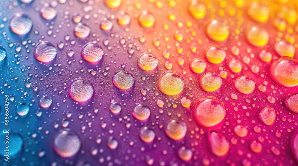 Abstract background of water drops on a vibrant, multi-colored surface, creating a visually stunning effect. Abstract background of water drops on a vibrant, multi-colored surface, creating a visually stunning effect.