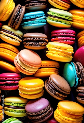 Wallpaper Mural exquisite macarons filled artistically piped delicacies, ganache, delicate, dessert, confection, sweet, tasty, delicious, colorful, beautiful, elegant Torontodigital.ca
