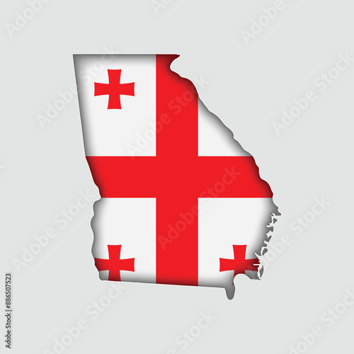 GEORGIA Map with flag in body