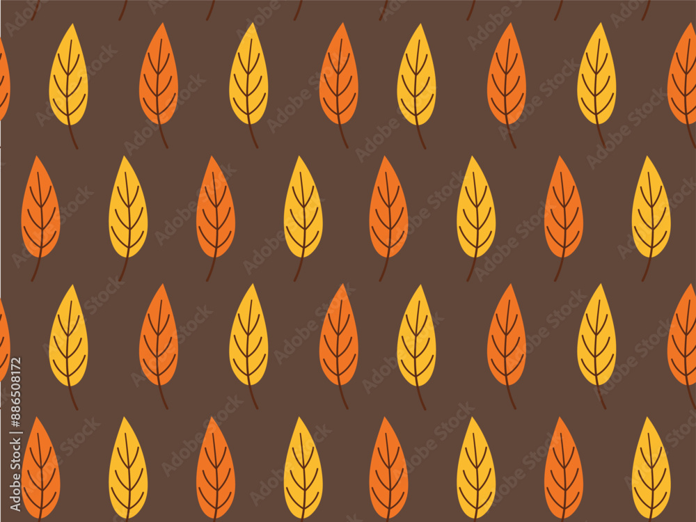 Seamless pattern with autumn leaves. Yellow and orange leaves on a brown background Seamless pattern with autumn leaves. Yellow and orange leaves on a brown background