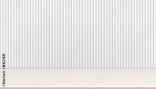 Background Studio,3d Display Room Corrugated metal texture with light shadow on Podium for Product Present, Interior Pastel Wall Striped Wave Pattern,Beige Stage Stand for Autumn,Fall,Winter Banner