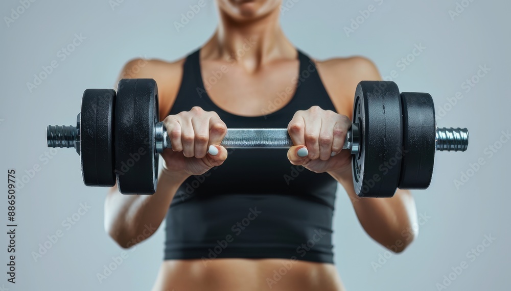 Woman Lifting Weights During Strength Training Workout Woman Lifting Weights During Strength Training Workout