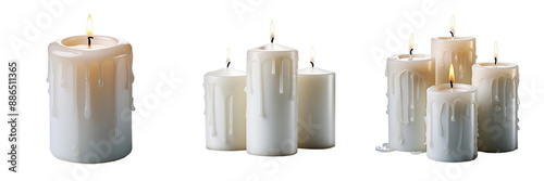 white burning candles isolated on transparent background photo