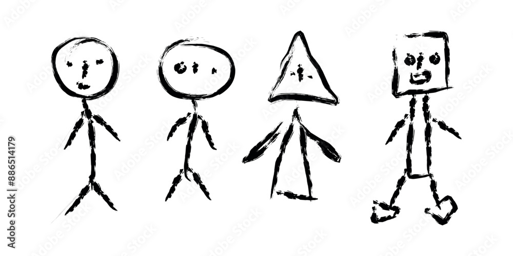 hand-drawn set of stickman cartoons hand-drawn set of stickman cartoons