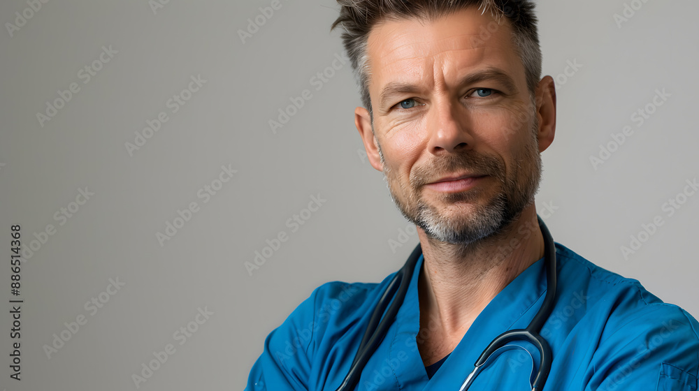 Portrait of a male medical worker with a stethoscope. AI Generated Portrait of a male medical worker with a stethoscope. AI Generated