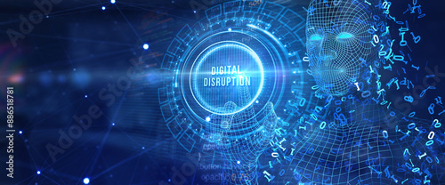 Digital disruption transformation innovation technology business internet concept. 3d illustration