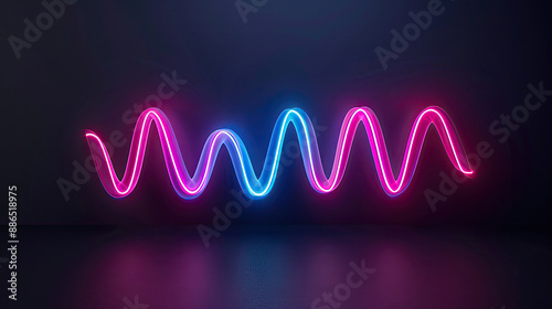 Pink and blue neon glowing sine waves on dark background.