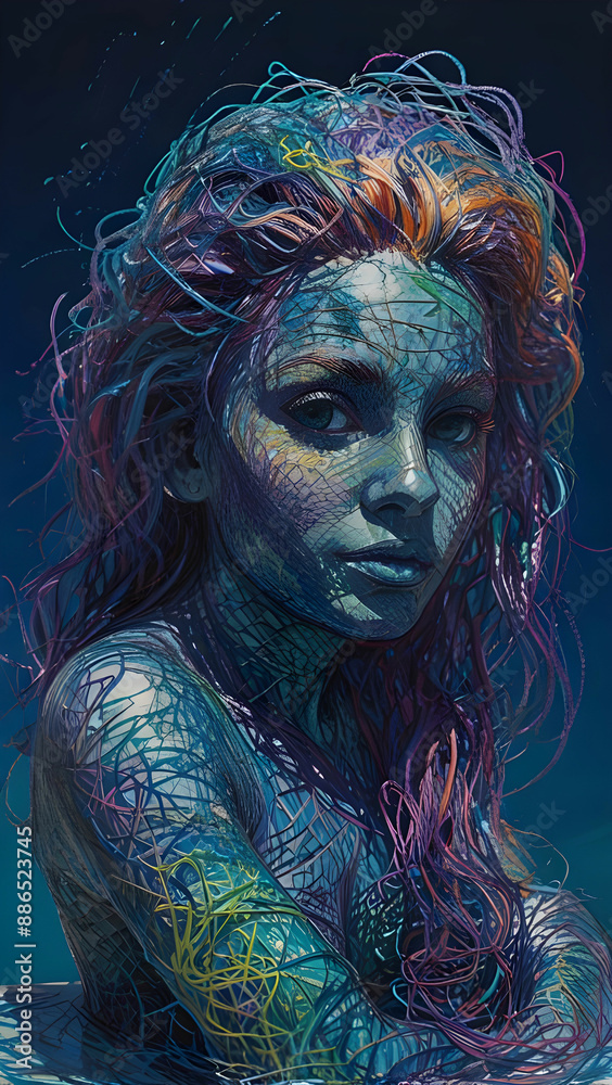 A stunning sculpture of a mermaid gracefully emerging from the ocean waves. A stunning sculpture of a mermaid gracefully emerging from the ocean waves.