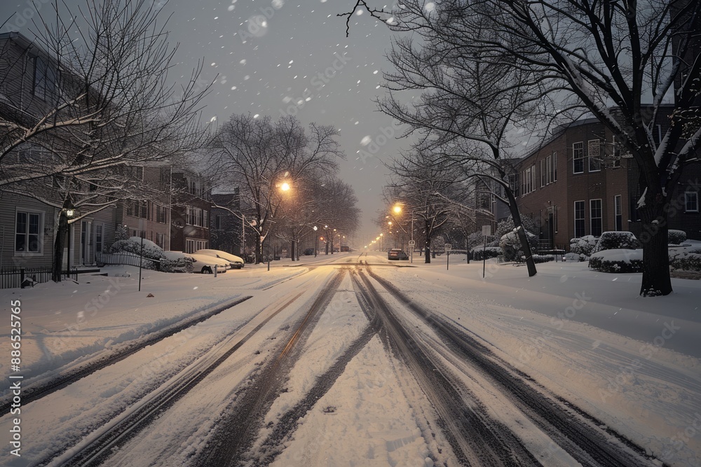 snow covered street snow covered street