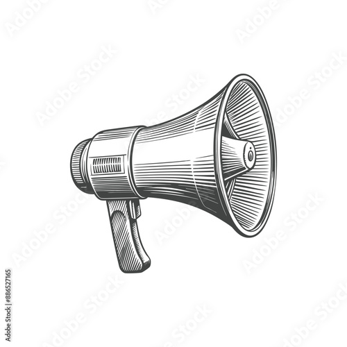 megaphone engraving hand drawn illustration vector