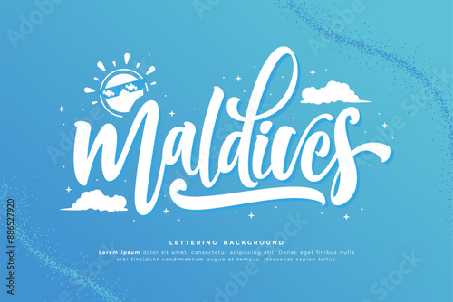 maldives lettering background vector design