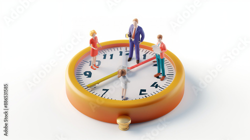 clay animation, Isometric view, pressure gauge and group of ethnically diverse business people