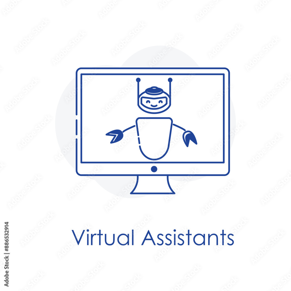 Virtual Assistant Icon with editable stroke. Virtual Assistant Icon with editable stroke.