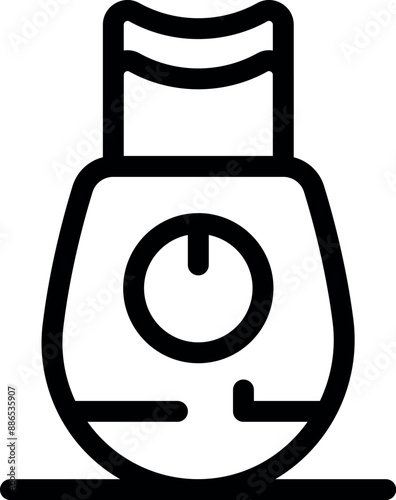 Simple line icon of an electric vacuum massager resting on a surface, ready for use