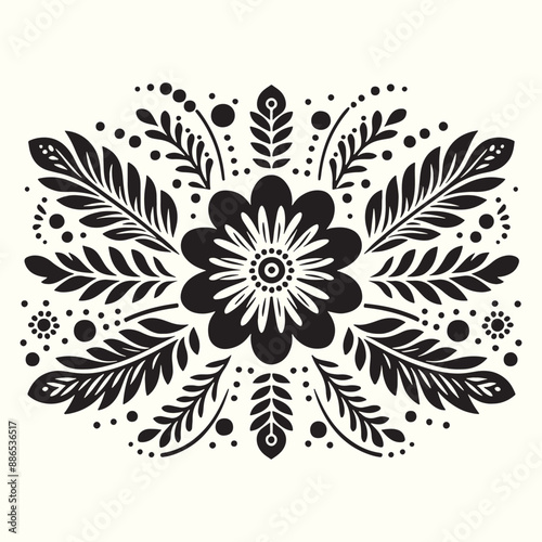 Boho Flower Decoration Elements Silhouette Vector Illustration