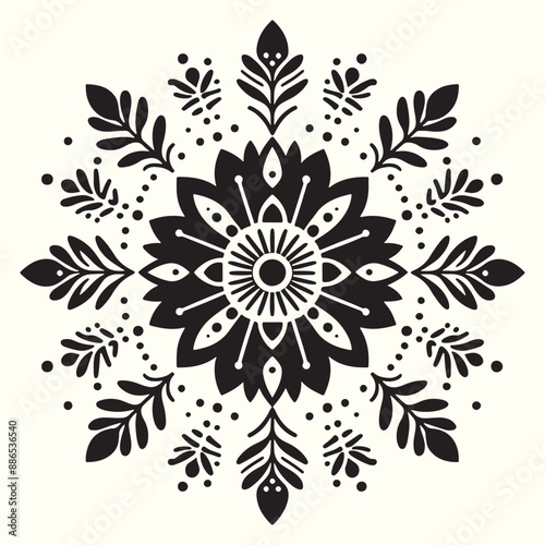 Boho Flower Decoration Elements Silhouette Vector Illustration
