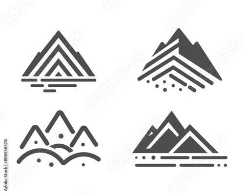 Set of Mountain silhouette. Vector icon illustration of natural things. Design element for camping, hiking. 