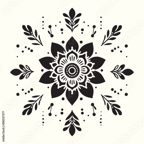 Boho Flower Decoration Elements Silhouette Vector Illustration