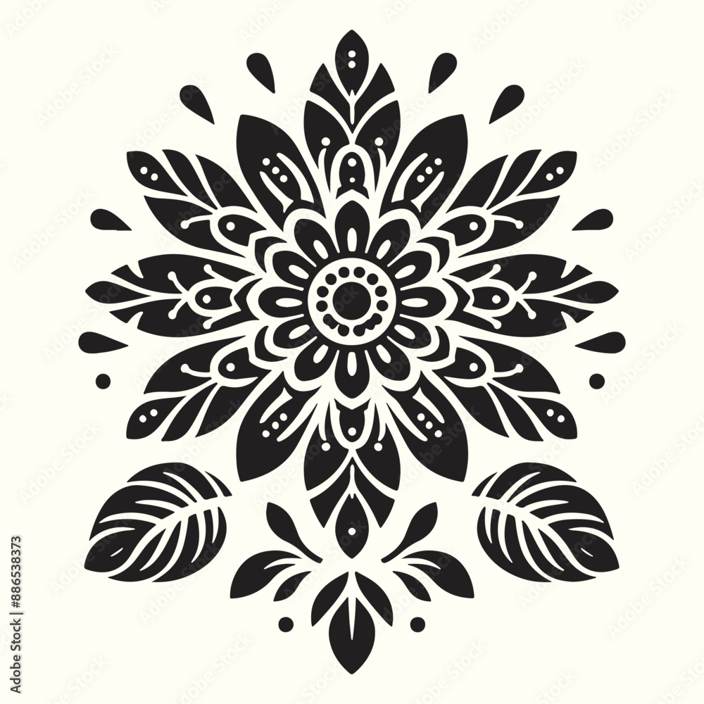 Boho Flower Decoration Elements Silhouette Vector Illustration