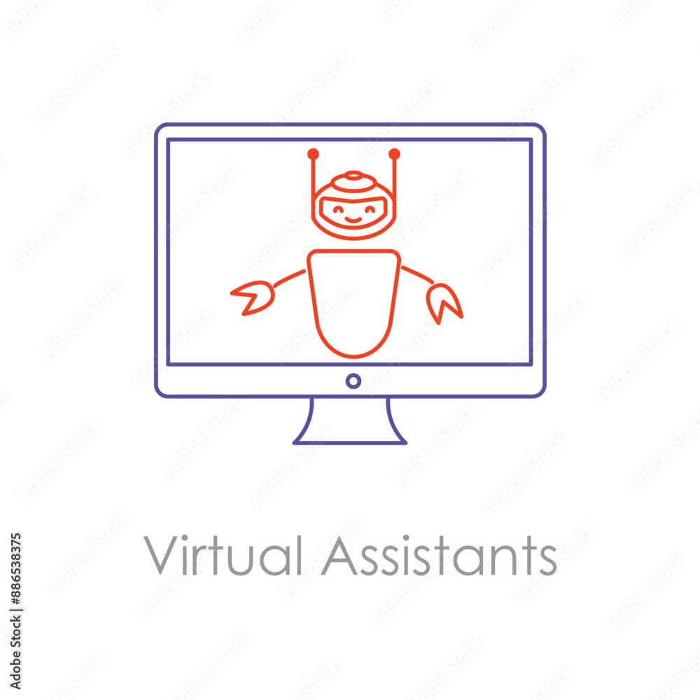 Fototapeta premium Virtual Assistant Icon with editable stroke.