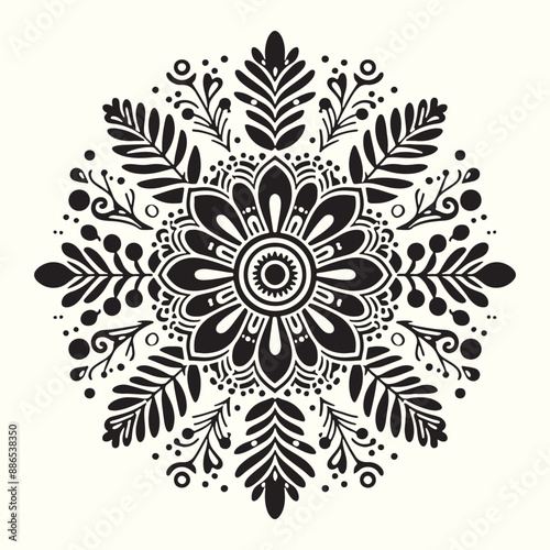Boho Flower Decoration Elements Silhouette Vector Illustration