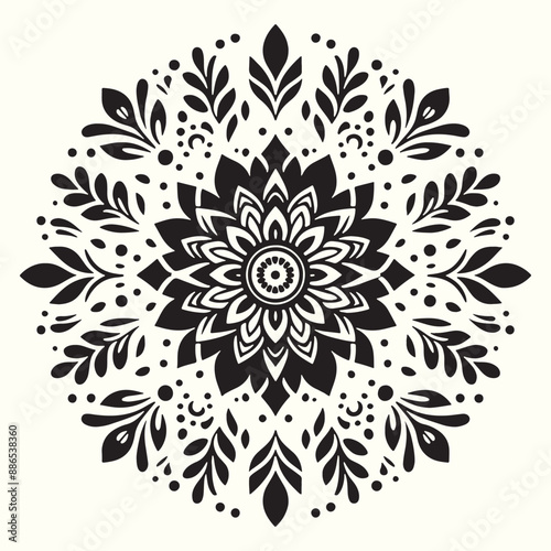 Boho Flower Decoration Elements Silhouette Vector Illustration