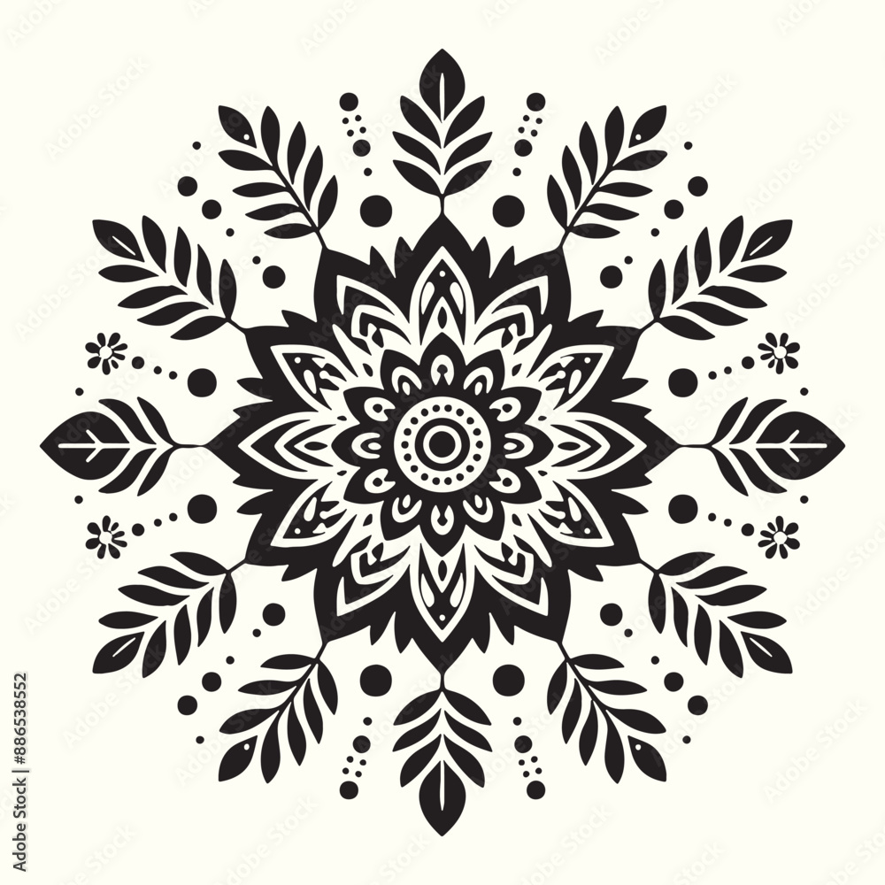 Fototapeta premium Boho Flower Decoration Elements Silhouette Vector Illustration