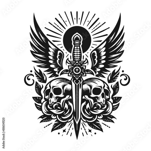 skull and sword tattoo design