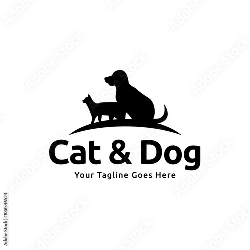 Dog and cat logo design. pet care concept element