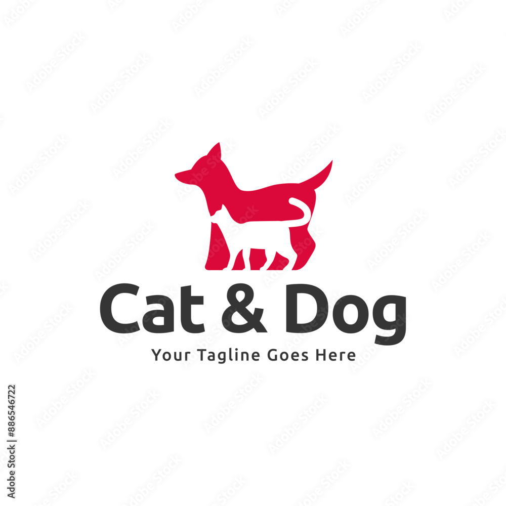 Obraz premium Dog and cat logo design. pet care concept element