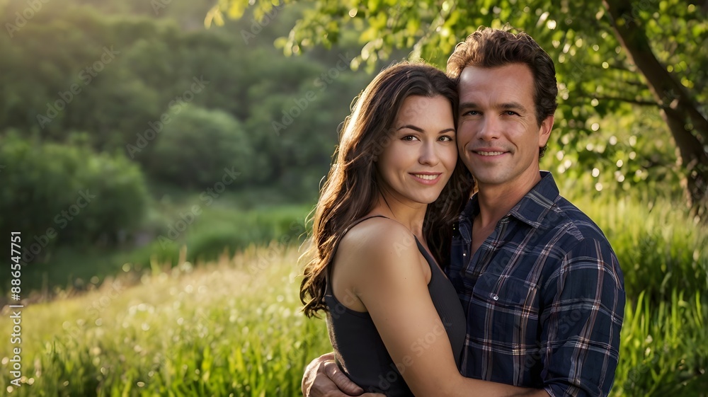 Portrait of a couple in an embrace with nature Portrait of a couple in an embrace with nature