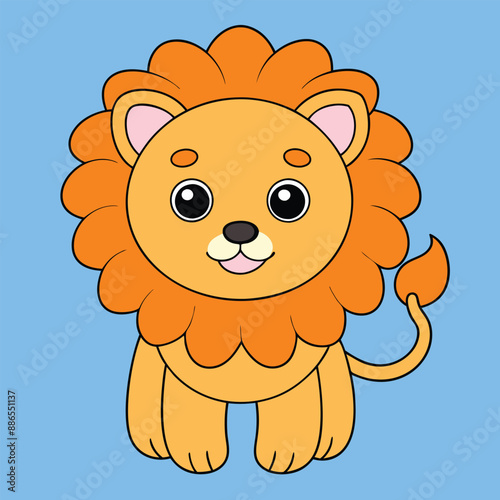 Cute Lion Vector Illustration - Cartoon, Clipart, and Line Art Design, Charming lion vector illustration, ideal for digital and print design projects photo