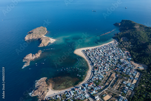 Aerial view of Hon Kho island, Quy Nhon, Vietnam. Vietnam coastline in beautiful sunny day photo