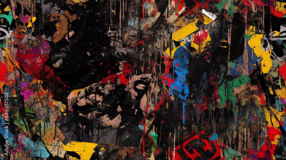 Fototapeta premium Superhero Graffiti Seamless Tiled Texture Wallpaper