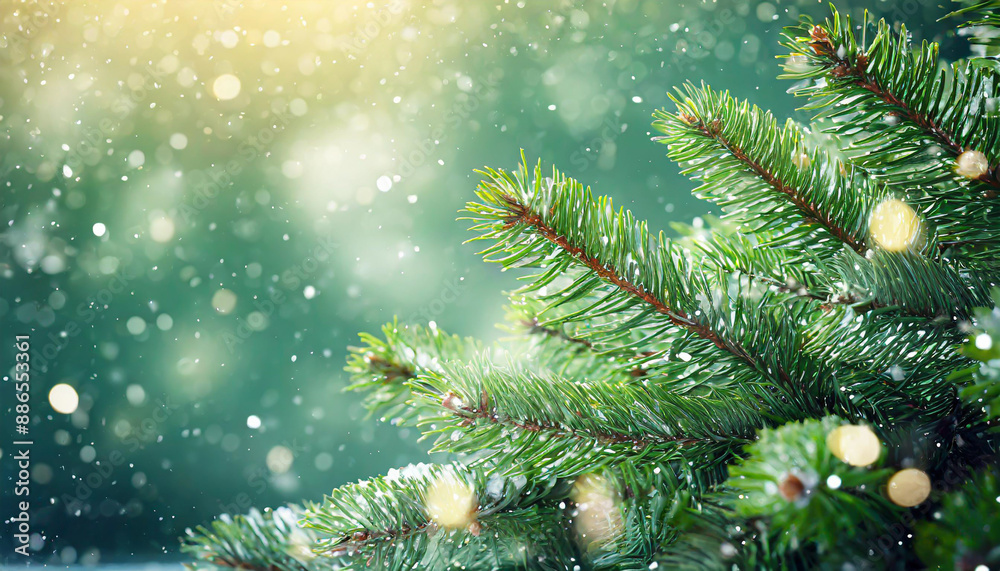Beautiful green fir tree branches close up. Christmas and winter concept Beautiful green fir tree branches close up. Christmas and winter concept