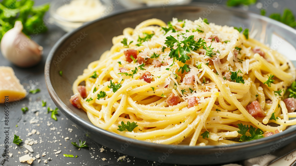 Spaghetti Carbonara with Parmesan and Parsley Spaghetti Carbonara with Parmesan and Parsley