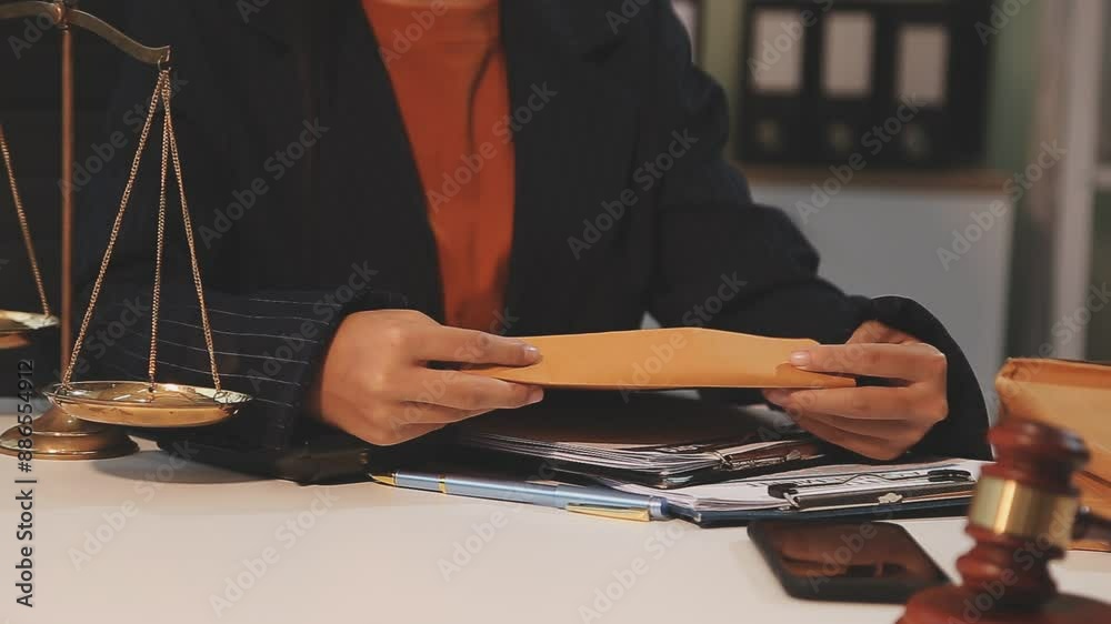 justice and law concept. asian woman lawyer working and judge in a courtroom the gavel, working with tablet and laptop and digital tablet computer on white table justice and law concept. asian woman lawyer working and judge in a courtroom the gavel, working with tablet and laptop and digital tablet computer on white table