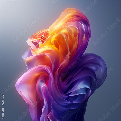 Generative AI illustration. Holographic Colorful Fluid Waves