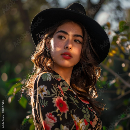 portrait of a woman in a hat, Generative AI