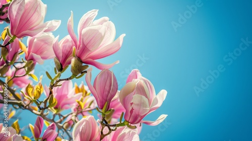 Wallpaper Mural Pink Magnolia Blossoms Against Blue Sky. Torontodigital.ca