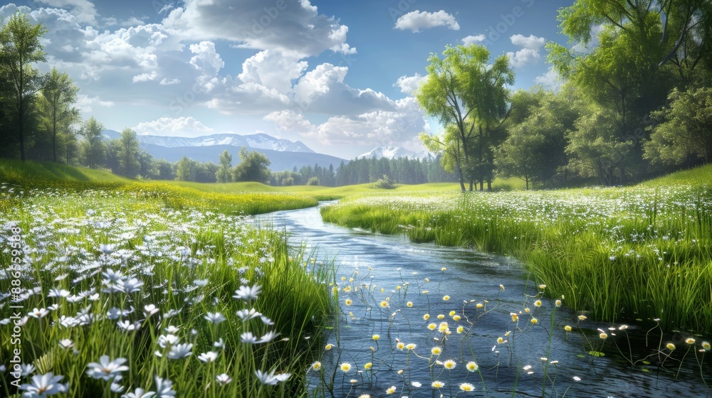 Fototapeta premium Serene Meadow Creek