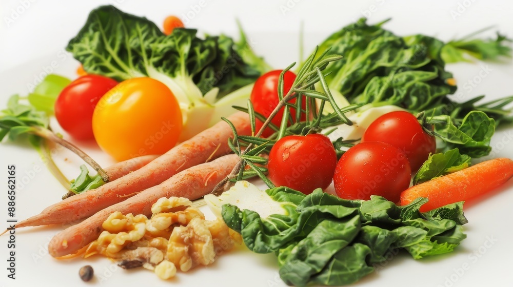 A beautifully arranged, wholesome salad featuring a variety of fresh vegetables, lean proteins, and a sprinkle of herbs, symbolizing nutritious eating A beautifully arranged, wholesome salad featuring a variety of fresh vegetables, lean proteins, and a sprinkle of herbs, symbolizing nutritious eating