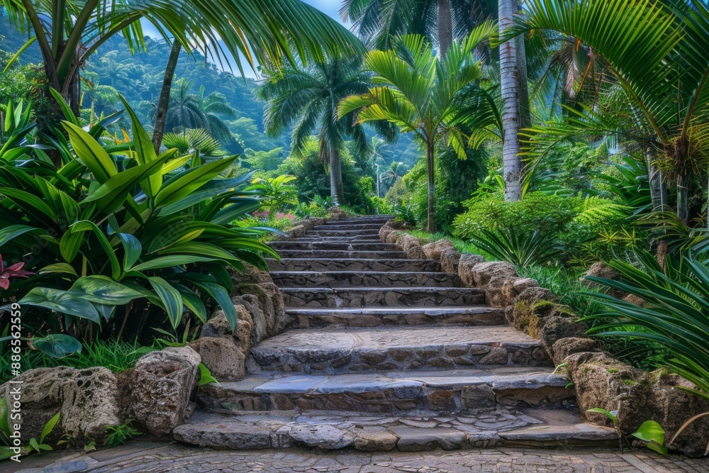 Stone Pathway Through Tropical Paradise Stone Pathway Through Tropical Paradise