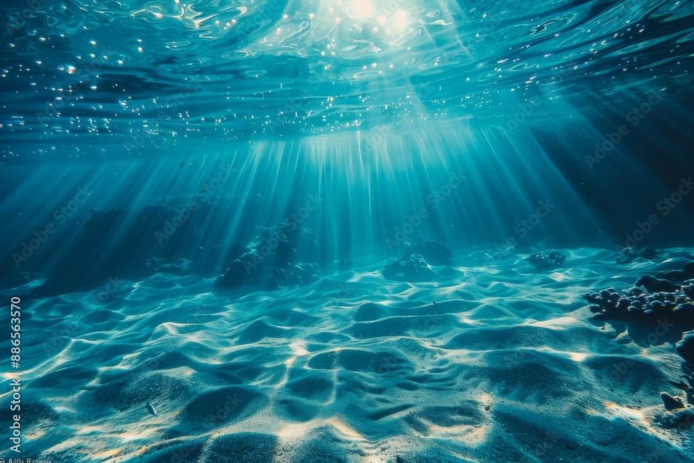 Sunlight Streaming Through Ocean Water Sunlight Streaming Through Ocean Water