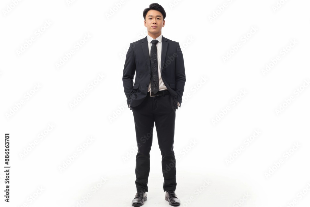 Asian businessman person in full height wearing a business suit isolated on white background Asian businessman person in full height wearing a business suit isolated on white background